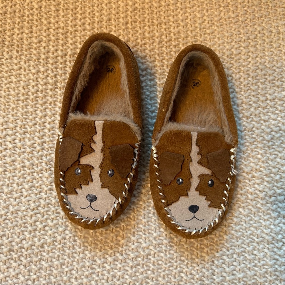 Boden suede dog slippers/moccasins, size 26